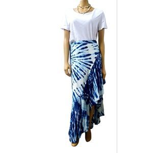 Zoe & Sam Asymmetrical Tie Dye Wrap Maxi Skirt, size XS